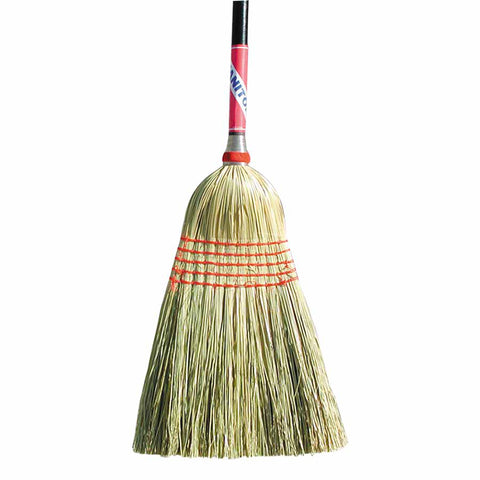 Janitor Corn Broom, 56-1/2 in Overall L, Black Lacquered Handle 455-5026-BUNDLED