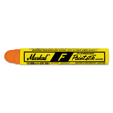 Paintstik Original B Solid Paint Marker, 11/16 in dia, 4-3/4 in L, Fluorescent Orange 434-82834