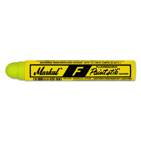 Paintstik Original B Solid Paint Marker, 11/16 in dia, 4-3/4 in L, Fluorescent Yellow 434-82831
