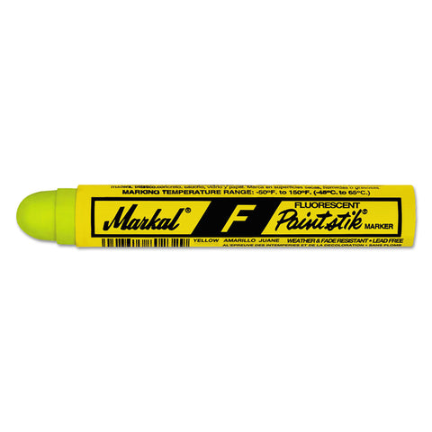 Paintstik Original B Solid Paint Marker, 11/16 in dia, 4-3/4 in L, Fluorescent Yellow 434-82831