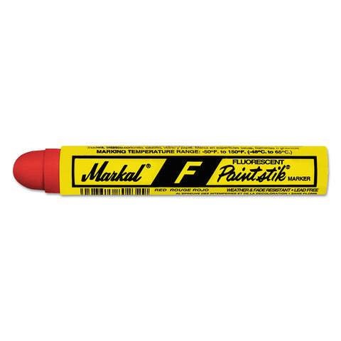 Paintstik Original B Solid Paint Marker, 11/16 in dia, 4-3/4 in L, Fluorescent Red 434-82832