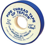 PTFE Pipe Thread Tape, 1/2 in x 520 in, 3 mil, White 434-44072
