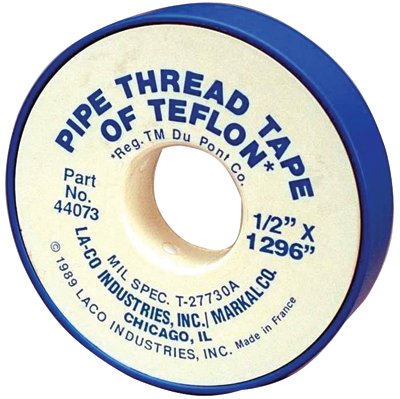 PTFE Pipe Thread Tape, 3/4 in x 520 in, 3 mil, White 434-44075