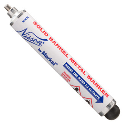 Solid Barrel Metal Marker, White, 1/8 in (3 mm) Tip, Steel 434-28710