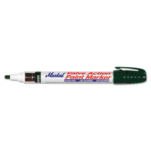 PAINT-RITER VALVE ACTION Paint Marker, Green, 1/8 in Tip, Medium 434-96826