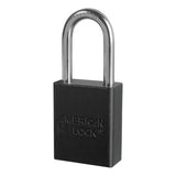 Anodized Aluminum Safety Padlocks, 1/4 in D, 1 1/2 in L x 3/4 in W, Black 045-A1106NRBLK