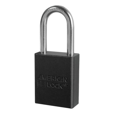 Anodized Aluminum Safety Padlocks, 1/4 in D, 1 1/2 in L x 3/4 in W, Black 045-A1106NRBLK