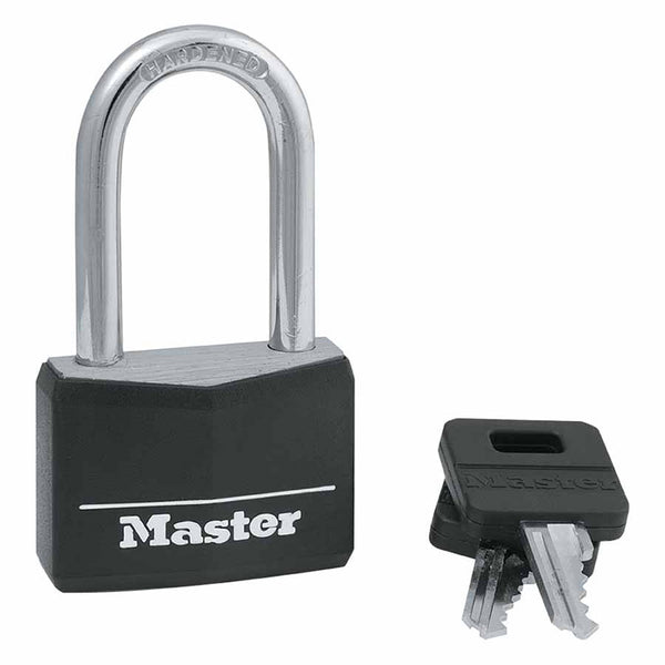 Covered Solid Body Padlock, 1/4 in Diam., 1 1/2 in L x 13/16 in W, Black 470-141DLF