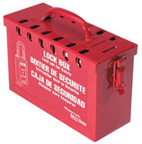 Group Lock Box, 9-1/4 in L, 6 in H, 3-3/4 in W, Steel, Red 470-498A