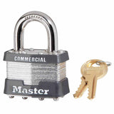 No. 1 Laminated Steel Padlock, 5/16 in dia, 3/4 in W x 15/16 in H Shackle, Silver/Gray, Keyed Alike, Keyed 0303 470-1KA-0303
