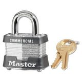 No. 3 Laminated Steel Padlock, 9/32 in dia, 5/8 in W x 3/4 in H Shackle, Silver/Gray, Keyed Alike, Keyed 3303 470-3KA-3303