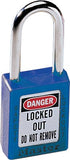 Zenex Thermoplastic Safety Lockout Padlock, 410, 1-1/2 W x 1-3/4 H Body, 1-1/2 in H Shackle, KD, Blue 470-410BLU