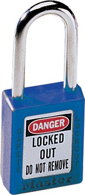 Zenex Thermoplastic Safety Lockout Padlock, 410, 1-1/2 W x 1-3/4 H Body, 1-1/2 in H Shackle, KD, Blue 470-410BLU