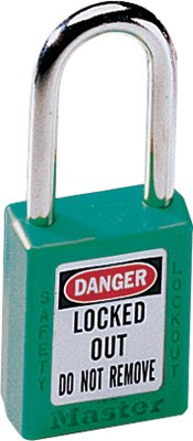Zenex Thermoplastic Safety Lockout Padlock, 410, 1-1/2 W x 1-3/4 H Body, 1-1/2 in H Shackle, KD, Green 470-410GRN