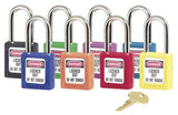 Zenex Thermoplastic Safety Lockout Padlock, 410, 1-1/2 W x 1-3/4 H Body, 1-1/2 in H Shackle, KD, Purple 470-410PRP