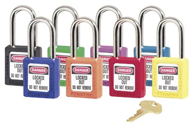 Zenex Thermoplastic Safety Lockout Padlock, 410, 1-1/2 W x 1-3/4 H Body, 1-1/2 in H Shackle, KD, Purple 470-410PRP