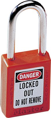 Zenex Thermoplastic Safety Lockout Padlock, 410, 1-1/2 W x 1-3/4 H Body, 1-1/2 in H Shackle, KD, Red 470-410RED