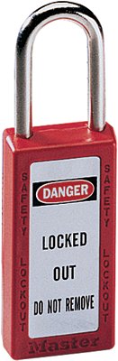 Zenex Thermoplastic Safety Lockout Padlock, 411, 1-1/2 W x 3 H Body, 1-1/2 in H Shackle, KD, Red 470-411RED