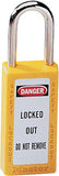 Zenex Thermoplastic Safety Lockout Padlock, 411, 1-1/2 W x 3 H Body, 1-1/2 in H Shackle, KD, Yellow 470-411YLW