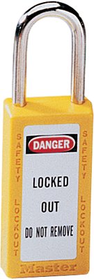 Zenex Thermoplastic Safety Lockout Padlock, 411, 1-1/2 W x 3 H Body, 1-1/2 in H Shackle, KD, Yellow 470-411YLW