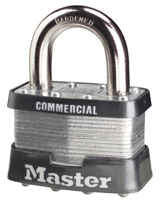 No. 5 Laminated Steel Padlock, 3/8 in dia x 15/16 in W x 1 in H Shackle, Silver/Blue, Keyed Different 470-5D