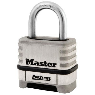 ProSeriesáResettable Combination Padlock, 8 mm dia x 25 mm W x 28 mm H Shackle, Stainless Steel, Carded 470-1174D