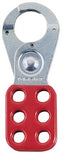 Safety Lockout Hasp, Steel, 1-3/4 in W x 4-1/2 in L, 1 in Jaw dia 470-420