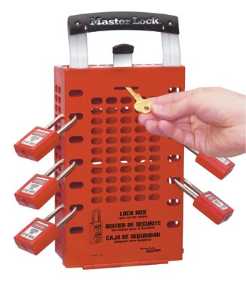 Latch Tight Lock Box, 3 1/2 in L x 12 3/4 in H x 6 3/8 in W, Steel, Red 470-503RED
