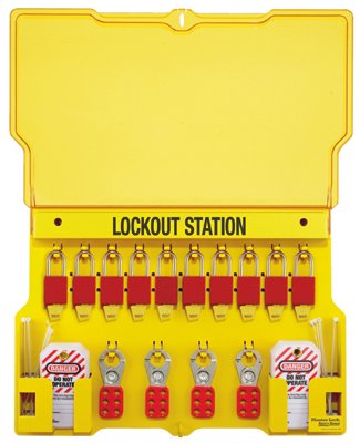 Safety Series Lockout Stations with Key Registration Card, 22in, Anod. Alum 1-Lk 470-1483BP1106