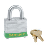 No. 3 Laminated Steel Padlock, 9/32 in dia, 5/8 in W x 2 in H Shackle, Silver/Red, Keyed Alike, Keyed 2541 470-3KALHRED-2541