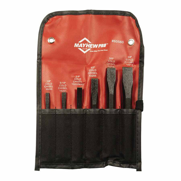6 Pc. Cold Chisel Kit, Alloy Steel, English, Pouch 479-60560