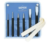 6 Pc Punch & Chisel Kits, Round, Beveled,,Pointed, English, 4 Punches, 2 Chisels 479-61005