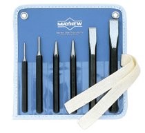 6 Pc Punch & Chisel Kits, Round, Beveled,,Pointed, English, 4 Punches, 2 Chisels 479-61005