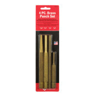 Punch Sets, 4 pc, 3/8 in Drift, 1/4 in Solid, 1/4 in Pin, 3/8 in Pin, Brass 479-62277