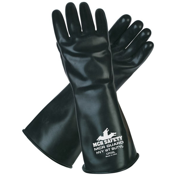 Safety 14 in Butyl Rubber Glove, Large, Black 127-CP25L
