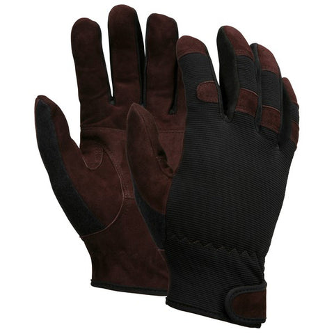 920 Mechanics Economy Glove, Spandex/Leather, Medium, Black/Brown 127-920M