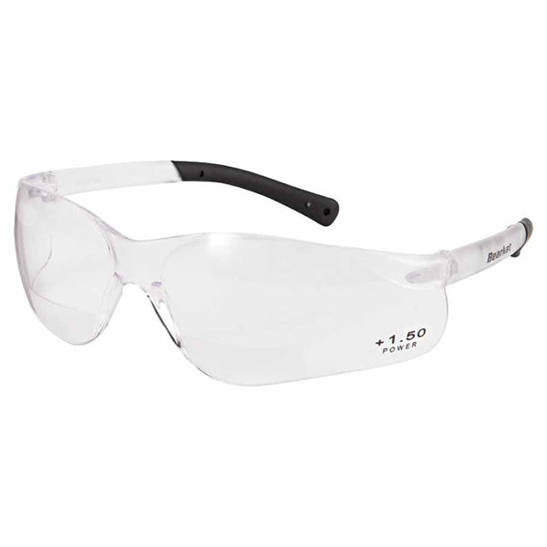 BearKat BK1 Series Bifocal Readers Safety Glasses, Clear Lens, 1.5 Dipter, Clear Frame 135-BKH15