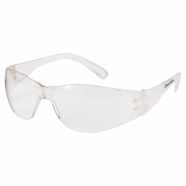 Checklite Safety Glasses, Clear Lens, Polycarbonate, Uncoated, Clear Frame 135-CL010