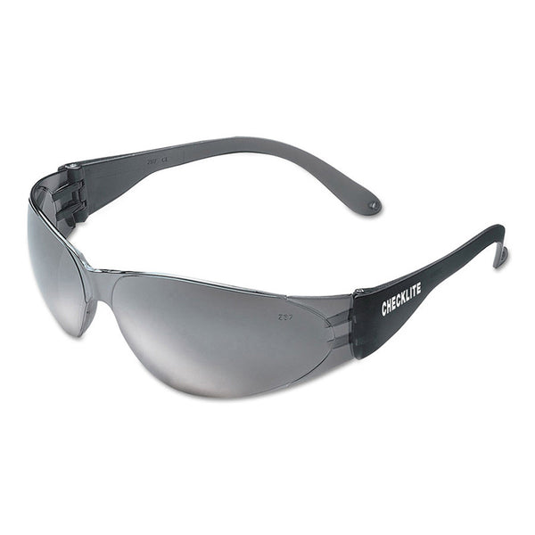 Checklite CL1 Frameless Safety Glasses, Polycarbonate Silver Mirror Lens, Duramass, Smoke Polycarbonate Temples 135-CL117