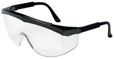 SS1 Series Safety Glasses, Clear Lens, Polycarbonate, Scratch-Resistant, Black Frame 135-SS110