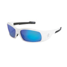 Swagger SR1 Series Safety Glasses, Blue Diamond Mirror Lens, White Frame 135-SR128B