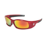 Swagger Safety Glasses, Fire Mirror Lens, Duramass Hard Coat, Red Frame 135-SR13R