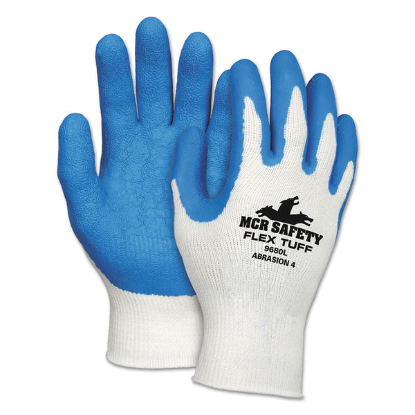 Flex Tuff Latex Dipped Gloves, Small, Blue/White 127-9680S