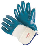 Predator Nitrile Coated Gloves, Large, Blue, Smooth, Palm/Knuckle, Canvas Cuff 127-9760