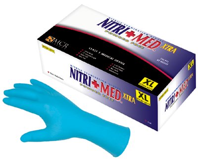 Nitrile Disposable Gloves, NitriShield, Rolled Cuff, Unlined, X-Large, Blue, 4 mil Thick, Powder Free 127-6015XL