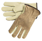 Unlined Drivers Gloves, Split Back/Cowhide, Large, Keystone Thumb, Beige/Brown 127-3205L
