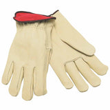 Drivers Gloves, Premium Grade Cowhide, Large, Red Fleece Lining 127-3250L