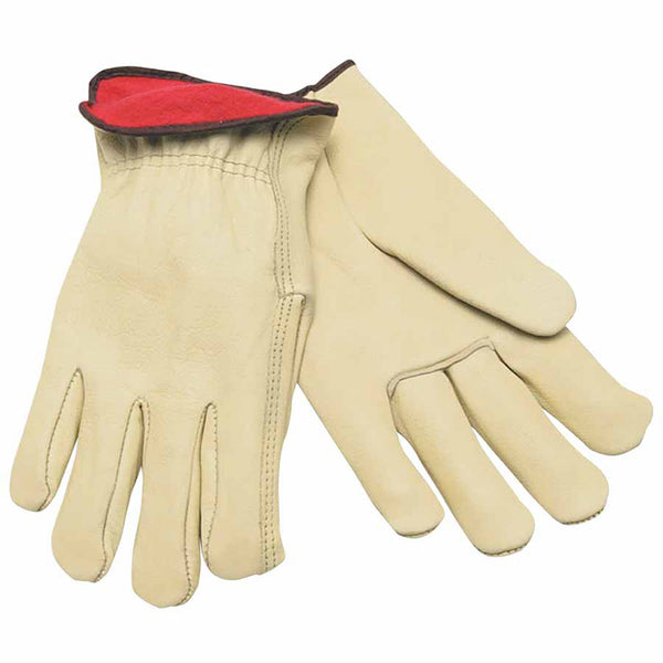 Drivers Gloves, Premium Grade Cowhide, Large, Red Fleece Lining 127-3250L