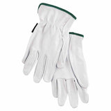 Premium-Grade Leather Driving Gloves, Goatskin, Medium, Unlined, Straight Thumb, White 127-3601M