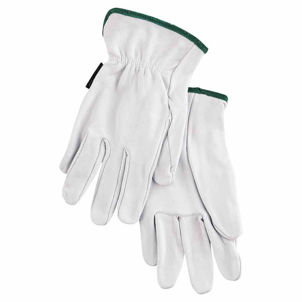 Premium-Grade Leather Driving Gloves, Goatskin, Medium, Unlined, Straight Thumb, White 127-3601M